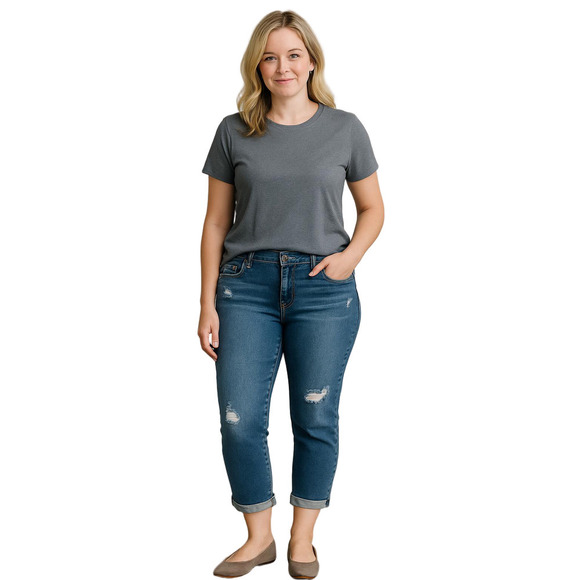 Denizen from Levi's Denim - LEVI’S Women’s Medium Wash DISTRESSED ANKLE Cropped Jeans Sz 18
